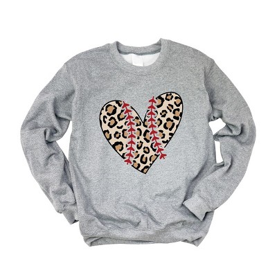Simply Sage Market Women's Graphic Sweatshirt Leopard Baseball Heart