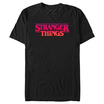 Men's Stranger Things Pink Logo T-shirt - Black - Medium : Target
