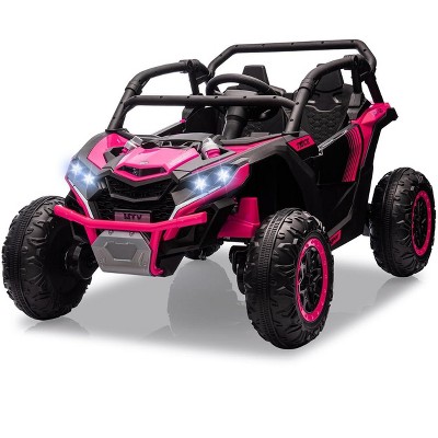 Black 24V 2 Seater Kids Ride On Electric Car With Remote Control  Led Lights Music Usb And All Terrain Performance Black