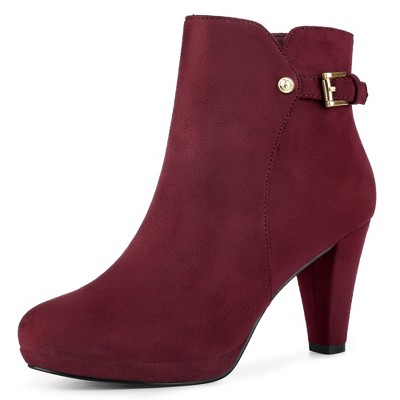 Allegra K Women's Platform Side Zippers Buckle Decor Chunky Heel Ankle Boots