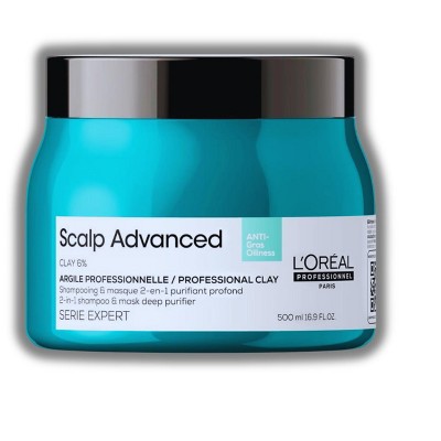 L'Oreal Serie Expert Scalp Advanced CLAY (16.9 oz XXL) Loreal 2-in-1 Shampoo & Mask Deeper Purifier | Lightweight and Volumized Hair Masque