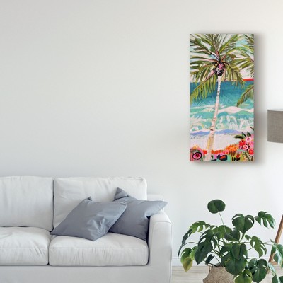 Colorful Coastal Palm Tree Canvas Art in Wooden Frame, 47'' x 24''