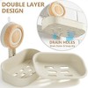 Aoibox Double Layer Soap Dish for Shower, Wall Mounted Bar Soap Holder with Suction Cup, Self Draining Soap Case for Bathroom, etc. No Drill Needed - 3 of 4