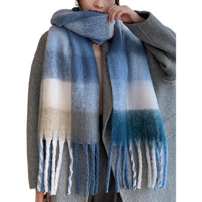 MSDC Winter Women Warm Scarf Long Shawl Large Scarves Cold Weather Thick Blanket Scarfs Colorful Plaid