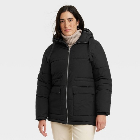 Women's Faux Leather Puffer Jacket, Puffy Coat - S.e.b. By Sebby Black  Large : Target
