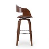 PAGED 30" High Seat Bar Stool, Modern Wooden PU Leather Swivel Counter Height Bar Chair with Back for Bar, Kitchen, Dining Room - 3 of 4