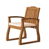 Gulches Knight Home Wood Armchairs Set of 2 - Acacia Wood with Teak Finish & Ivory Cushions, Weather-Resistant for Outdoor Dining/Patio - 3 of 4