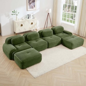 Oversized Corduroy Modular L/U-Shaped Cloud Sectional Sofa with Ottomans, Free combination, Pet-Friendly, No Assembly Required - 1 of 4