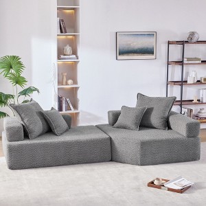 Luxury Oversized Modular Sofa: Boucle Floor Couch Set, Convertible, Spacious Foam-Filled - 2-Piece Combo for Living Room - 1 of 4