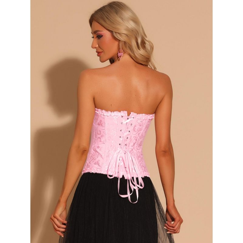 Allegra K Women's Victorian Style Strapless Lace Up Bustier Top, 4 of 6