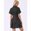 INSPIRE CHIC Women's Striped Button Down Short Sleeve Casual Pleated Mini Shirt Dress - 3 of 4