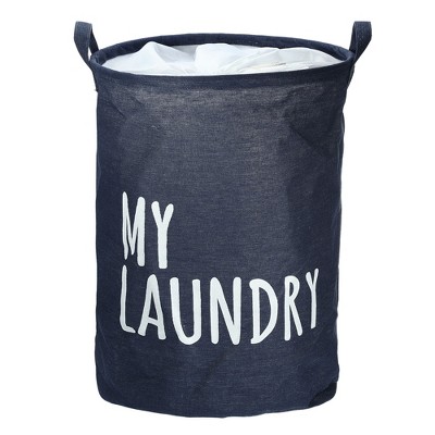 Unique Bargains Foldable Laundry Hamper Navy Blue 11.36 Gallon 1 Pc ...