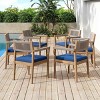 6 Piece Acacia Wood Outdoor Dining Chairs with Cushions,Patio Dining Chair Teak Look with Beige Rope,Outdoor Dining Chair Set for Garden-Koiai - 3 of 4