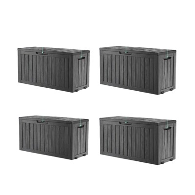 VisioGear Deck Boxes, 2-Piece 75 Gal Outdoor Storage Deck Box, Small Patio Storage Bin for Garden Tools, Black, 46.06"*21.06"*21.65"