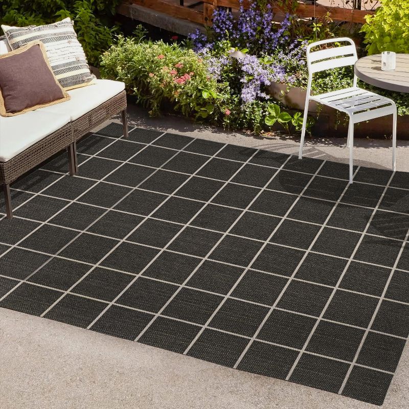 Grid Modern Squares Indoor/Outdoor Area Rug - JONATHAN Y, 1 of 13