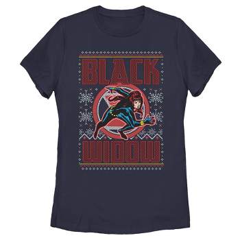 Women's Marvel Ugly Christmas Black Widow Snow T-Shirt