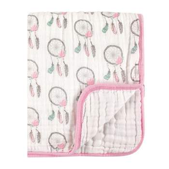 Hudson Baby Infant Girl Muslin Tranquility Quilt Blanket, Dream Catcher, One Size
