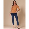 INSPIRE CHIC Women's Elbow Sleeves Boat Slim Fit Casual Stripe Animal Print Multi Floral Pattern T-Shirt - 3 of 4
