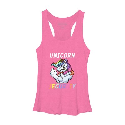 Women's Design By Humans Halloween Dad Mom Daughter Adult Costume - Unicorn Security By MINHMINH Racerback Tank Top