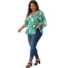 Agnes Orinda Women's Plus Size Summer Casual V Neck Flowy 3/4 Sleeve Babydoll Blouses - 3 of 4