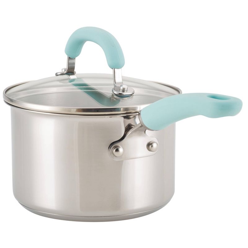 Rachael Ray Create Delicious 10pc Stainless Steel Cookware Set Light Blue Handles, 5 of 10