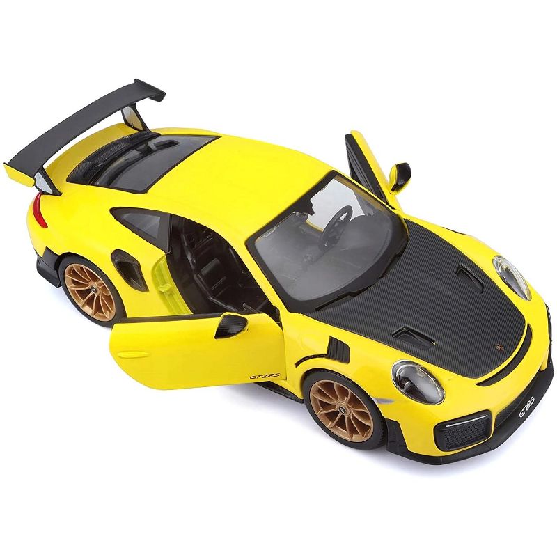 Porsche 911 GT2 RS Yellow with Carbon Hood and Gold Wheels "Special Edition" 1/24 Diecast Model Car by Maisto, 2 of 4