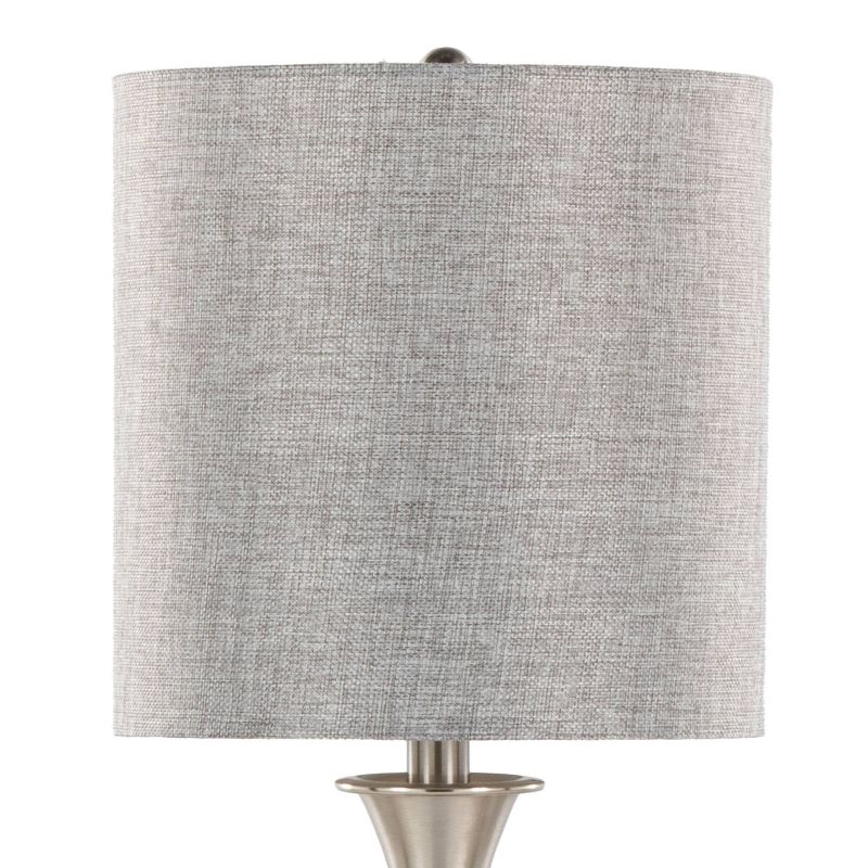 LumiSource (Set of 2) Sawyer 25&#34; Contemporary Table Lamps Brushed Nickel with Light Gray Shade and Built-in USB Port from Grandview Gallery, 5 of 9
