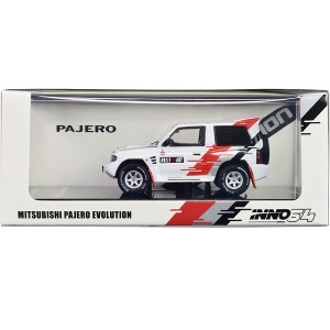 Mitsubishi Pajero Evolution RHD (Right Hand Drive) White with Graphics "Ralliart" 1/64 Diecast Model Car by Inno Models - 1 of 3