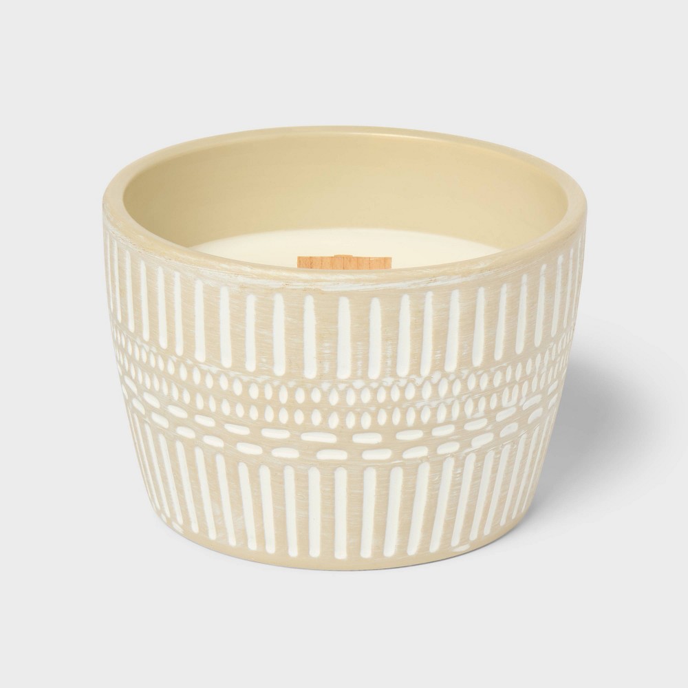 Large Ceramic Wooden Wick Candle Marshmallow Suede - Threshold™