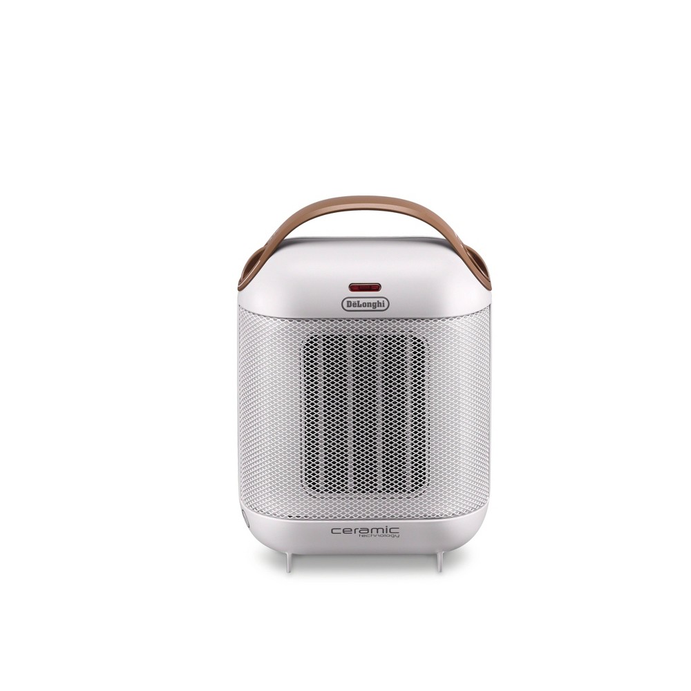 DeLonghi Capsule Ceramic Indoor Heater White: Portable Space Heater, 1500W, Fan Driven, Small Room, Safety Features