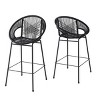 Outdoor PE Wicker Woven Barstools Set of 4,Patio Barstools with ron Frame,Modern Armrests Barstools for Poolside or Balcony-Coolbibila - 3 of 4