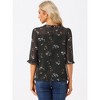 INSPIRE CHIC Women's Round Neck Ruffle 3/4 Sleeve Floral Print Chiffon Blouse - 4 of 4