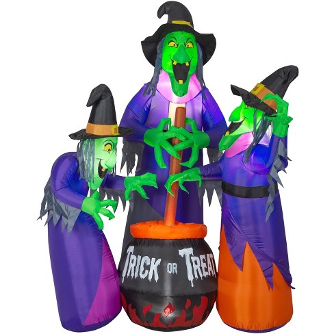 Gemmy Projection Airblown Fire & Ice Three Witches W/cauldron Scene (ggr) ,  6 Ft Tall, Multicolored : Target