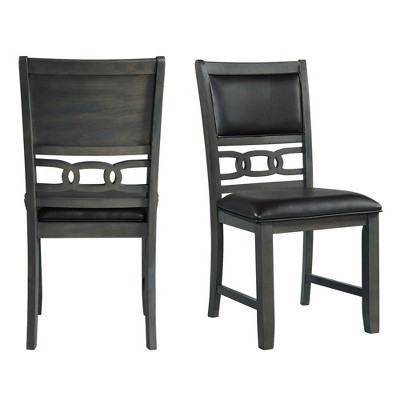 Transitional Slate-Gray Faux Leather Upholstered Side Chair Set
