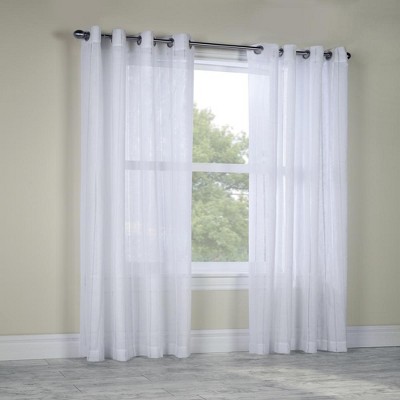 Habitat Broadway Smooth Textured Boho Chic Inspired Sheer Panel Grommet Curtain Panel, White