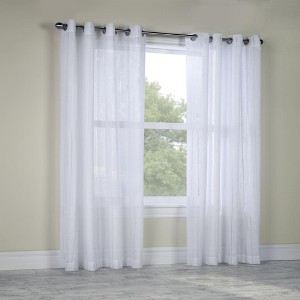 Habitat Broadway Smooth Textured Boho Chic Inspired Sheer Panel Grommet Curtain Panel, White - 1 of 3