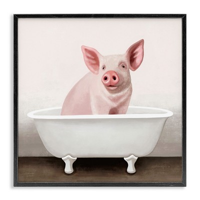 Stupell Industries Pink Farm Pig in Country Bath Tub, 24" x 24"