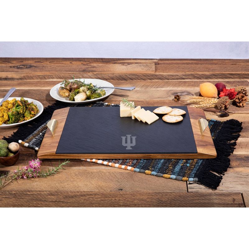 NCAA Indiana Hoosiers Covina Acacia Wood and Slate Black with Gold Accents Serving Tray, 3 of 6