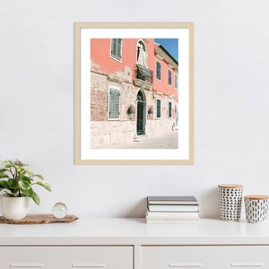 Amanti Art Pink Houses by Justine Milton Wood Framed Wall Art Print - 1 of 4