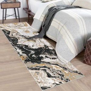 Acekool 5x7 Abstract Washable Rug – Soft Marble Design for Living Room, Bedroom & High-Traffic Areas - 1 of 4