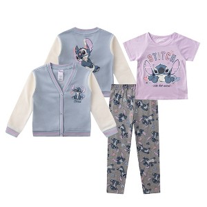 Disney Lilo & Stitch Girls Pants with Varsity Cardigan and Short Sleeve T-Shirt 3 Piece Set for Little to Big Kids - 1 of 4