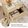 Angel Sar Modern Night Stand Set 2, Wood Bedside Table with Fluted Design, Vertical Grid Drawer, Open Storage Space & Metal Legs, Wood - 4 of 4