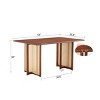 FURNIinspire Dining Tables Country Retro Wood Dining Room Table, Modern Rattan Dining Table, Multifunctional Table, Walnut Brown, 59"*35.4"*30" - 3 of 4