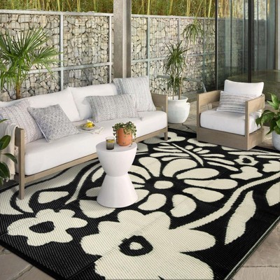 Lahome Outdoor Plastic Straw Rug-Waterproof Reversible Mat for Patio,Balcony,Deck,Backyard,Beach