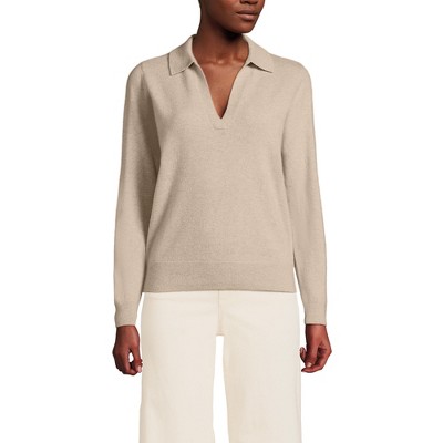 Lands' End Women's Cashmere Johnny Collar Sweater