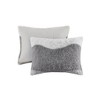 Sapphtopaz Shaggy Faux Fur Comforter Set, Tonal Wave Striped Ombre Bedding Set with Microfiber Reverse (Includes Comforter & Shams) - 3 of 4