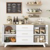 Whizmax 56" Sideboard Buffet Cabinet with 2 Fluted Glass Doors, Modern Coffee Bar Cabinet with 3 Large Drawers for Kitchen Dining Living Room - 3 of 4