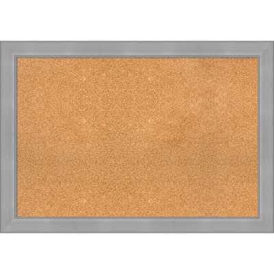 Amanti Art Natural Cork Board Framed Vista Brushed Nickel Bulletin Board 40 in. x 28 in.