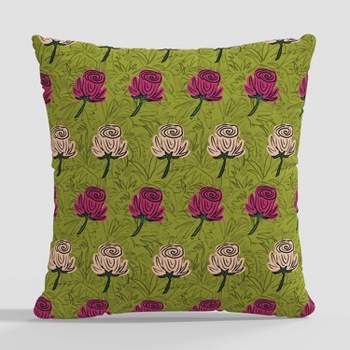 18"x18" Floral Print Square Throw Pillow by Kendra Dandy Lime - Cloth & Company