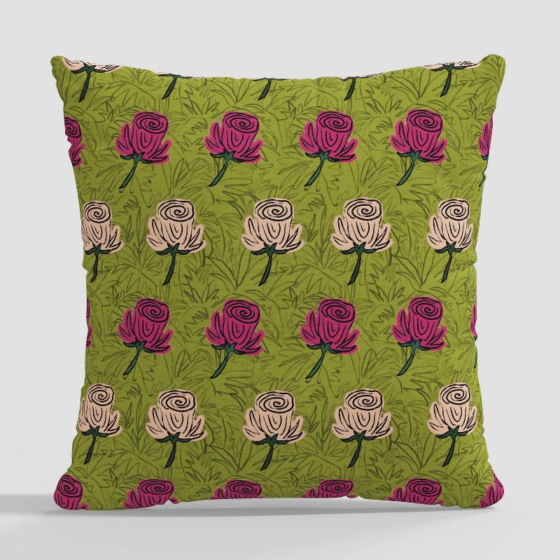 Floral Print Square Throw Pillow by Kendra Dandy Lime - Cloth & Company, 1 of 5